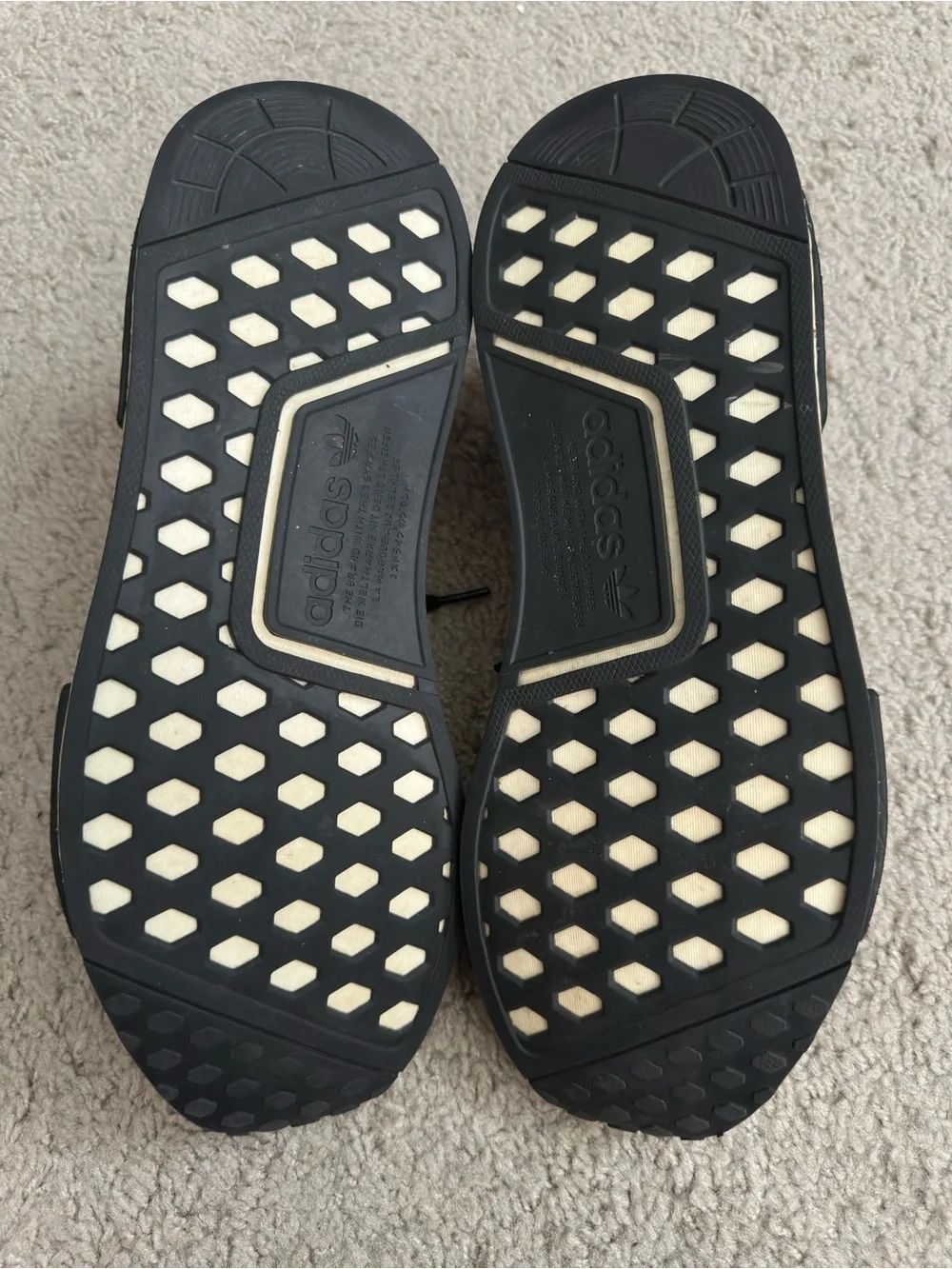 Adidas Boost NMD_R1 Primeknit Sesame Black White AQ0899 Size 12